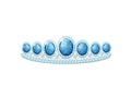 Silver tiara with large sapphires. Vector illustration.