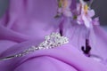 Silver tiara on purple decorations