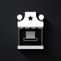 Silver Ticket box office icon isolated on black background. Ticket booth for the sale of tickets for attractions and Royalty Free Stock Photo