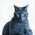 Silver tipped blue adult Korat cat . Ai Generated