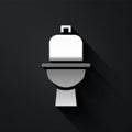 Silver Toilet bowl icon isolated on black background. Long shadow style. Vector