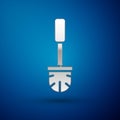 Silver Toilet brush icon isolated on blue background. Vector Illustration