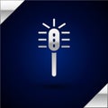 Silver Toilet brush icon isolated on dark blue background. Vector