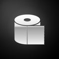 Silver Toilet paper roll icon isolated on black background. Long shadow style. Vector