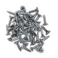 Silver tone fit hinges screws flat head on white background Royalty Free Stock Photo
