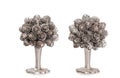 Silver topiary made from fir nob over white background