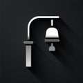 Silver Train station bell icon isolated on black background. Long shadow style. Vector Royalty Free Stock Photo