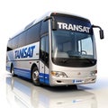 Silver Transat Coach Bus Isolated White Background Royalty Free Stock Photo