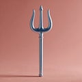 Silver trident on a brown background, minimalistic aesthetic. Royalty Free Stock Photo