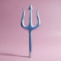 Silver trident on a soft pink background. Royalty Free Stock Photo