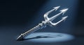 Silver Trident with Sharp Points on Dark Background in Dramatic Lighting Royalty Free Stock Photo