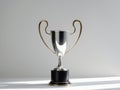 Silver trophy black base has two handles either A gleaming gold winners. Royalty Free Stock Photo