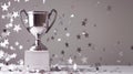 The silver trophy with confetti.AI generated image Royalty Free Stock Photo