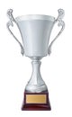 A silver trophy cup, isolated on a white background design element Royalty Free Stock Photo