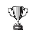 Silver trophy cup on pedestal with handles representing achievement and victory Royalty Free Stock Photo