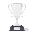 Silver trophy cup. Shiny silver winner cup. Champions infographic element. Winner, champion, leader symbol Royalty Free Stock Photo