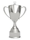 Silver trophy cup on white