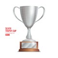 Silver Trophy Cup. Winner Concept. Award Design. Isolated On White Background Vector Illustration Royalty Free Stock Photo