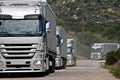 Silver trucks convoy Royalty Free Stock Photo