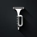 Silver Trumpet icon isolated on black background. Musical instrument. Long shadow style. Vector Royalty Free Stock Photo