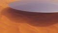 Silver ufo unidentified flying object desert sand dune landscape orange arrival aliens astronaut