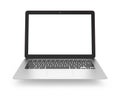 Silver ultra thin laptop with blank copy space