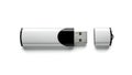 Silver USB Flash Drive on White Background memory storage data t Royalty Free Stock Photo