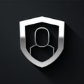 Silver User protection icon isolated on black background. Secure user login, password protected, personal data Royalty Free Stock Photo