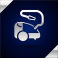 Silver Vacuum cleaner icon isolated on dark blue background. Vector Royalty Free Stock Photo