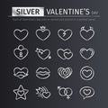 Silver Valentines Day Icons Set