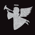 Silver vector angel silhouette on black background Royalty Free Stock Photo