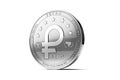 Silver Venezuelan Petro, the oil backed cryptocurrency coin, isolated on white background. 3D rendering