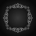 Silver vinrage curve border frame on black dark background vector design Royalty Free Stock Photo