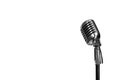 Silver vintage microphone in the studio on white background Royalty Free Stock Photo