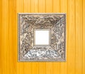 Silver Vintage picture frame on wood background Royalty Free Stock Photo