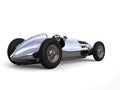 Silver vintage race sports car - back view