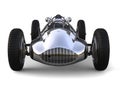 Silver vintage race sports car - front view Royalty Free Stock Photo