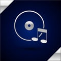 Silver Vinyl disk icon isolated on dark blue background. Vector. Royalty Free Stock Photo
