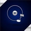 Silver Vinyl disk icon isolated on dark blue background. Vector Royalty Free Stock Photo