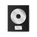 Silver vinyl in frame on wall. Collection disc, template design element Royalty Free Stock Photo