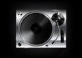 Silver vinyl record player on black background and long shadow, Vector Royalty Free Stock Photo