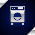 Silver Washer icon isolated on dark blue background. Washing machine icon. Clothes washer - laundry machine. Home Royalty Free Stock Photo