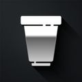 Silver Water filter cartridge icon isolated on black background. Long shadow style. Vector Illustration