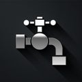 Silver Water tap icon isolated on black background. Long shadow style. Vector Illustration Royalty Free Stock Photo