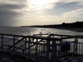 Silver waves reflecting sunshine in Bournemouth, Dorset coast Royalty Free Stock Photo