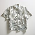 Silver Wavy Extruded Design Shirt With Monochromatic Imagery Royalty Free Stock Photo