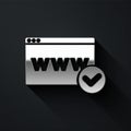 Silver Website template icon isolated on black background. Internet communication protocol. Long shadow style. Vector