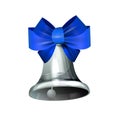 Silver Wedding Bell with Blue Ribbon vector Royalty Free Stock Photo