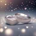 Silver wedding rings, heart shape, Elegant Wedding ring. Silver rings. Love photo. Wedding day. luxury engagement silver ring