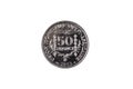 Silver 50 West African Franc coin on a white background Royalty Free Stock Photo